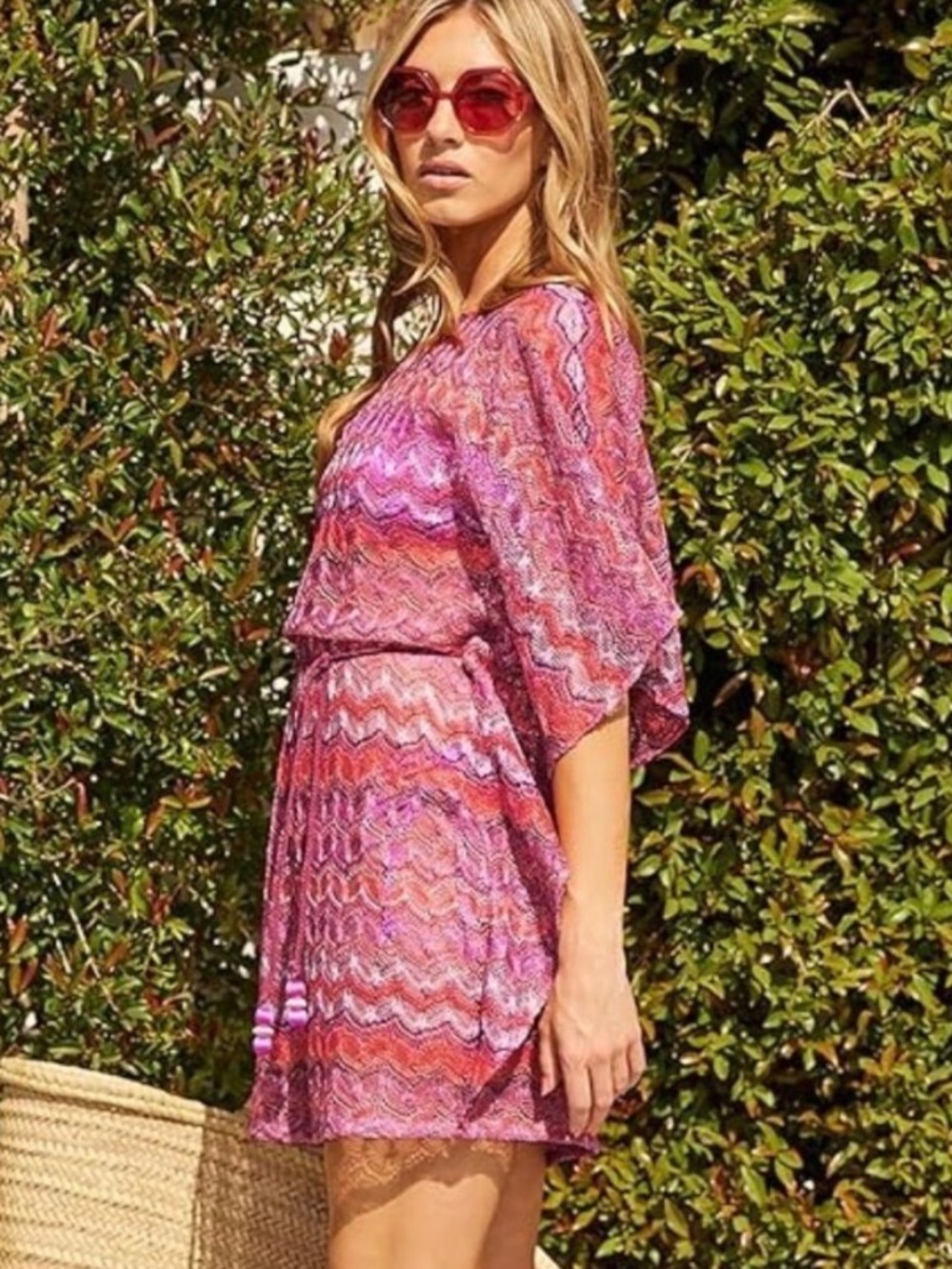 Trina Turk Athena Belted Caftan Lace Crocheted Swim Beach Cover-Up Size S-M